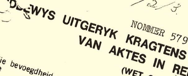 Title deed in Afrikaans